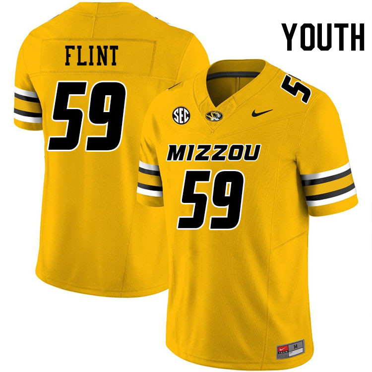 Youth #59 Trey Flint Missouri Tigers College Football Jerseys Stitched-Gold